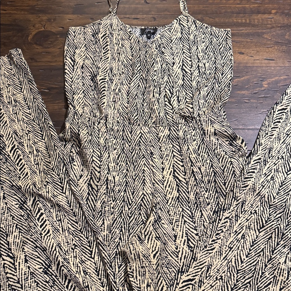 Spoon Jeans Black and Cream Patterned Jumpsuit (TALL)
